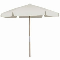 7.5 ft. Hex Beach Umbrella 6 Rib Push Up Natural Oak with Natural Vinyl Coated Weave Canopy