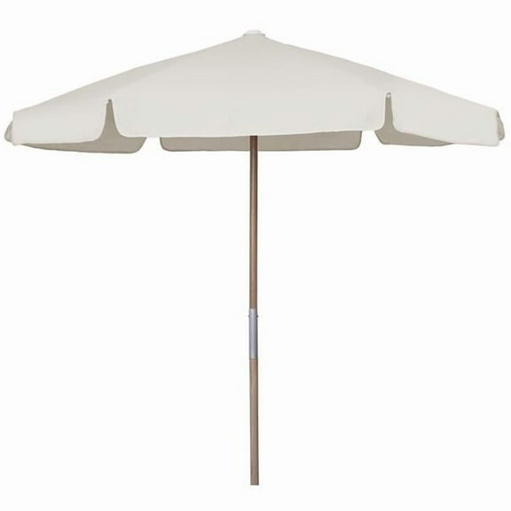 7.5 ft. Hex Beach Umbrella 6 Rib Push Up Natural Oak with Natural Vinyl Coated Weave Canopy