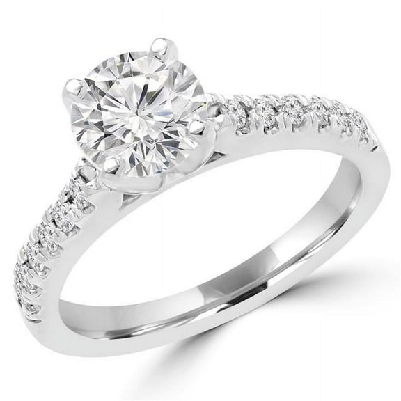 MD160214-3.75 0.8 CTW Multi-Stone Round Diamond Engagement Ring in 14K White Gold - Size 3.75