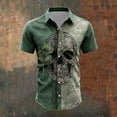 thumbnail image 2 of IWRICH Men's Hawaiian Shirt Casual Button down Short Sleeve Beach Dress Shirt for Summer Holiday 01-Dark Green XXL, 2 of 3