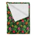 thumbnail image 2 of Tropical Soft Flannel Fleece Throw Blanket, Repeating Colorful Summer Themed Pattern with Exotic Plants Leaves and Flowers, Cozy Plush for Indoor and Outdoor Use, 50" x 60", Multicolor, by Ambesonne, 2 of 5