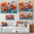 thumbnail image 4 of Designart "Poppy Meadow in Orange and Blue" Floral Framed Wall Art - Traditional Orange Poppies Bedroom Framed Canvas Wall Art, 4 of 6