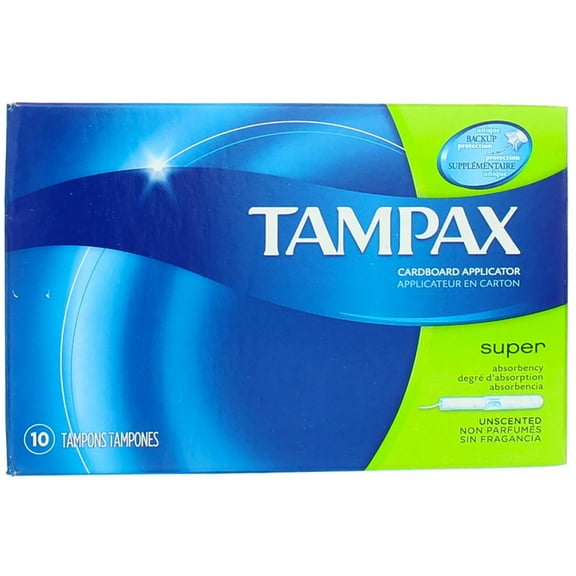Tampax Cardboard Tampons, Super, Unscented, 10 Ct (Pack of 1)
