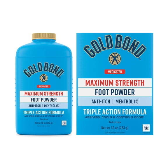 Gold Bond Medicated Talc Free Foot Powder 10 oz., Maximum Strength Odor Control & Itch Relief