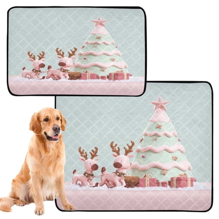 IAUYY Washable Pee Pads for Dogs Medium+Large Absorbent and Leak-Proof Non-Slip Reusable Puppy Pee Pads for Dogs Applicable to Playpen Potty Crate Clay-style Reindeer