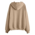 thumbnail image 4 of Womens Loose Oversized Zip Front Hooded Jacket Solid Color Soft Fleece Long Sleeve Casual Hoodie Tops Camel XL, 4 of 4