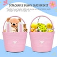 thumbnail image 3 of CHENGDAO Woven Storage Basket with Removable Bunny Ears, Foldable Storage Basket, Pink, 3 of 8