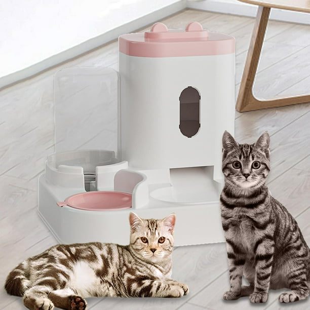 Cuenco de agua y comida para perros y gatos Salvador Alimentador automático 2 en 1 Rosa