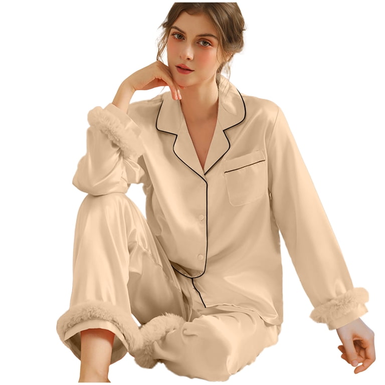 silk beige pj set