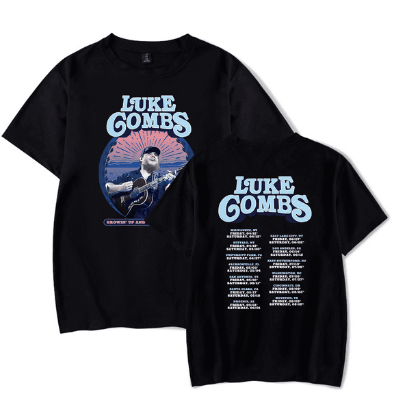Luke Combs Merch T-Shirt Growin'Up And Gettin' Old Tour Tour Crewneck Top T Shirts Women Men Country Music Top Tee