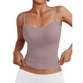 thumbnail image 2 of Womens Adjustable Camisole Sleeveless Square Neck Spaghetti Strap Tank Tops Basic Shirt Gray Pink S, 2 of 8