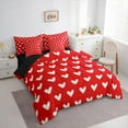 thumbnail image 3 of Manfei Kawaii Loves Pattern 7 Pieces Bedding Comforter Set,Cute Heart Print Full Bedding Set,Red White Fitted Sheet Flat Sheet For Princess,Ultra Soft Home Decor Reversible, 3 of 8