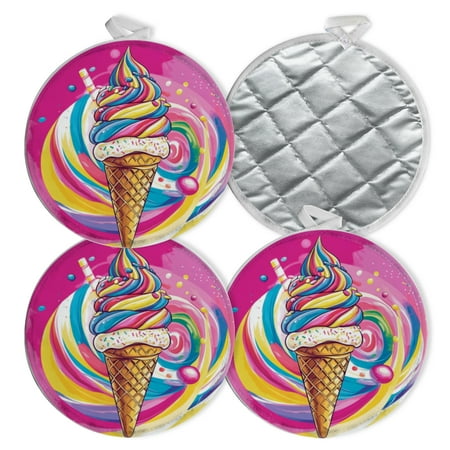 

4 PCS Pot Holders for Kitchen Potholders Sets with Hook for Oven Cooking Baking Ice Cream Cone Design In The Style Of Pop Art