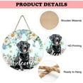 thumbnail image 3 of Welcome Spring Summer Labrador Dog Front Door Sign, Black Puppy Daisy Flower Wood Door Hanger Outdoor Outside Porch Decor, Eucalyptus Leaves Wooden Wreath Indoor Wall Hanging Decoration, 3 of 7