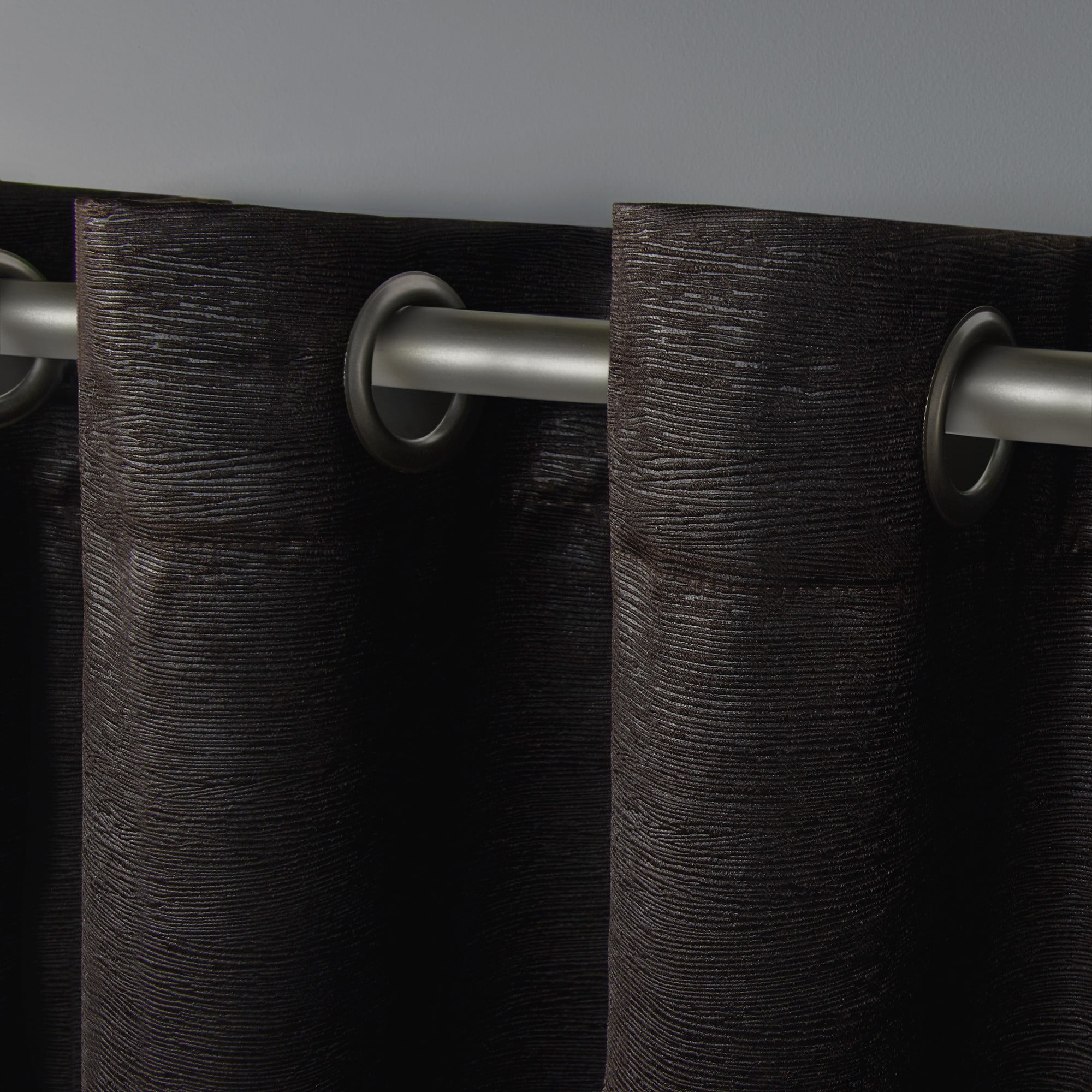 Exclusive Home Curtains Oxford Textured Sateen Room Darkening Blackout Grommet Top Curtain Panel Pair, 52x63, Espresso
