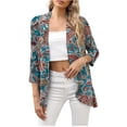thumbnail image 1 of Blusa de manga 3/4 para mujer, informal, cómoda, con estampado de cárdigan Pompotops qwe20522, 1 of 8