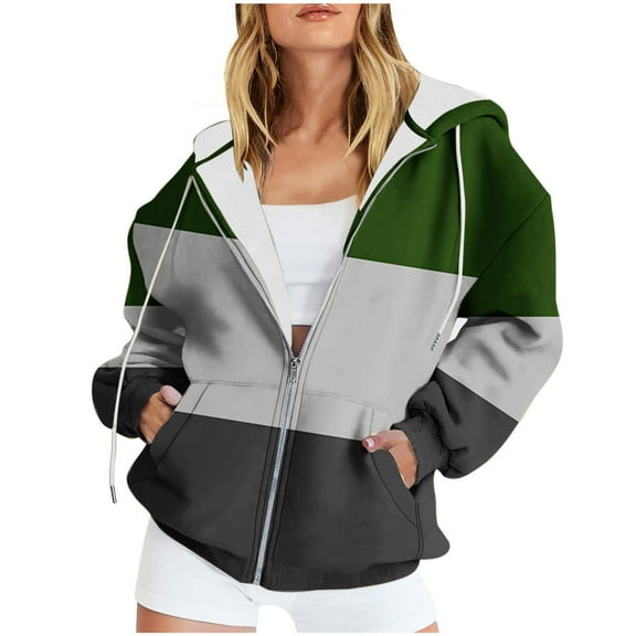 XWSHYW Womens Coats Plus Size Long Sleeve Zip-Up Outerwear Jackets Leisure Solid Color Loose Fit Short Outerwear Coats