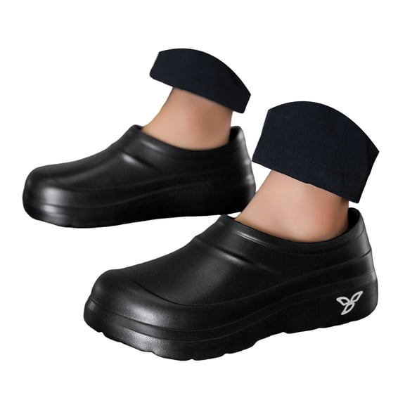 Waterproof Garden Clogs for Women Men EVA Slip On Mules with Arch Support Thick Bottom Non Slip Air Cushion Outdoor Home Sandals(Black,Size 7.5)
