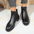 thumbnail image 2 of Chelsea Boots Women Stretch Slip on Round Toe Low Heel Ankle Booties Buckle Ankle Strap Fall Winter Casual Dress Boots, 2 of 7