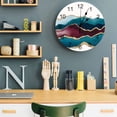 thumbnail image 7 of Wall Clock 10 Inch Gold Teal Wine Red Round Silent Decorative Wall Clocks Battery Operated for Living Room Bedroom Kitchen Classroom Decor, Abstract Watercolor Coastal Art,Small, 7 of 7