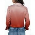thumbnail image 2 of TaTaai Womens Ombre Gradient Satin Shirt Long Sleeve Button Down Collar Blouse Silky Open Front Loose Fit Evening Top Gift, 2 of 5