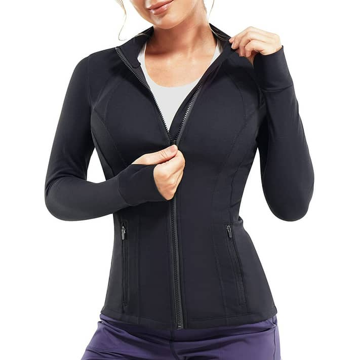 Nebility Women's Sports Jacket Full Zip Workout Running Jacket Slim Fit  Long Sleeve Yoga Track Jacket with Thumb Holes - Walmart.com