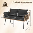 thumbnail image 3 of Gymax Patio Wicker Loveseat Furniture w/Seat Back Cushions Heavy-Duty Metal Legs Outdoor Black, 3 of 10