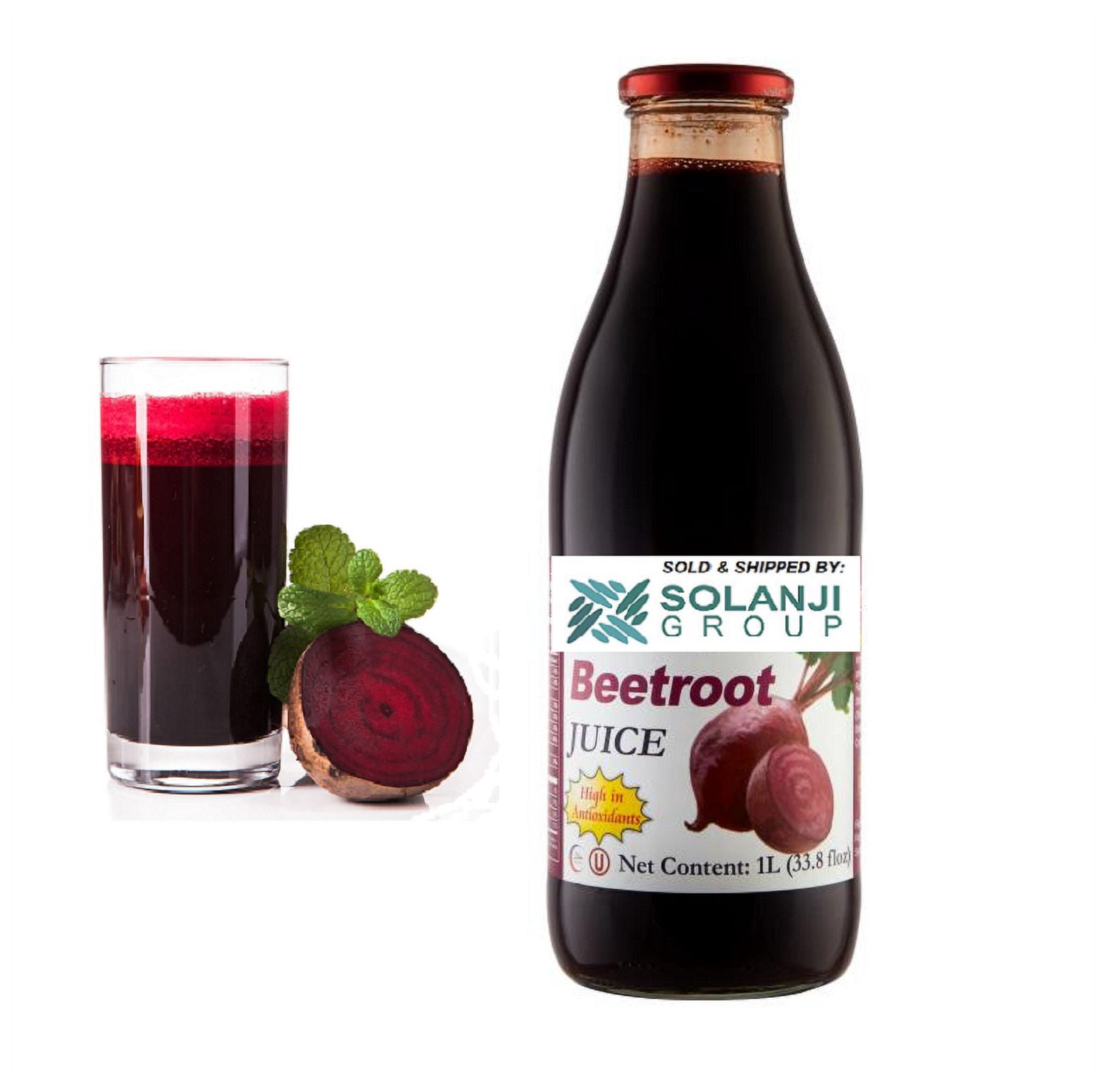 Beetroot Juice Net 33.8 fl.oz (1 Ltr.) - Two (2) Glass Bottles - High in Antioxidants