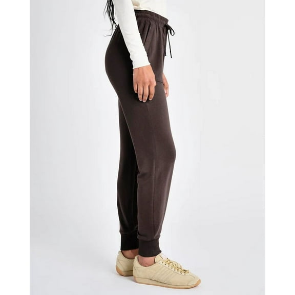 Splendid Women's Elastic Waist Drawstring Front Pocket Jogger Pants ( Dark Carbon, Small)