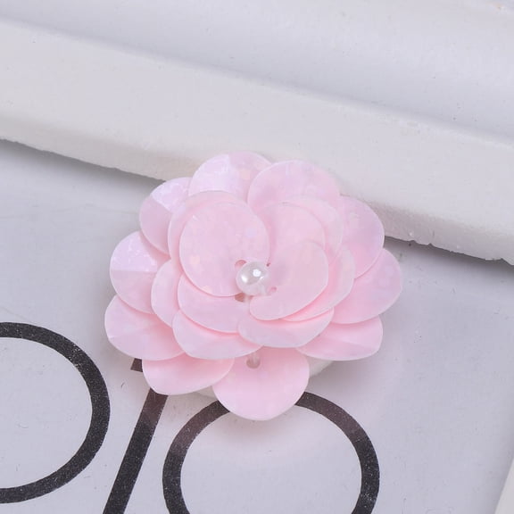 MLINS Pink Sequin Beading Flower Embroidered Lace Cloth Accessory for Clothes Bag Decorate 3D Sew on
