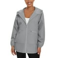thumbnail image 7 of Women's Waterproof Raincoat Lightweight Rain Jacket Hooded Softshell Windproof with Zip Pockets for Hiking Outdoor Activities, 7 of 7