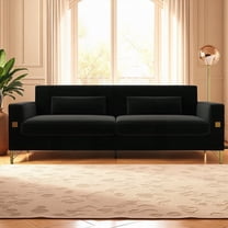 Modern Minimalist Fabric Three-Seat Sofa 220cm with Gold Accents