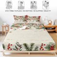 thumbnail image 5 of Cal.King Size Fitted Sheet Set - Red Christmas 3 Piece Bedding Sets 16" Deep Pocket Fitted Sheet with 2 Pillowcases, Xams Tree Winter Poinsettia Pine Cones Farmhouse Microfiber Hotel Bed Sheets, 5 of 9