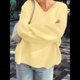thumbnail image 4 of Suéteres de Cuello en V para Mujer, Suéteres Negros, Tops de Punto Básicos de Otoño con Dobladillo Alto y Bajo, Suéter Informal. Amarillo L, 4 of 7
