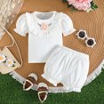 thumbnail image 2 of Kids Girl Clothes Baby Girl Flower Outfit Puff Sleeve Ruffle Top & Bloomers 2-Piece Clothing Set, 2 of 7