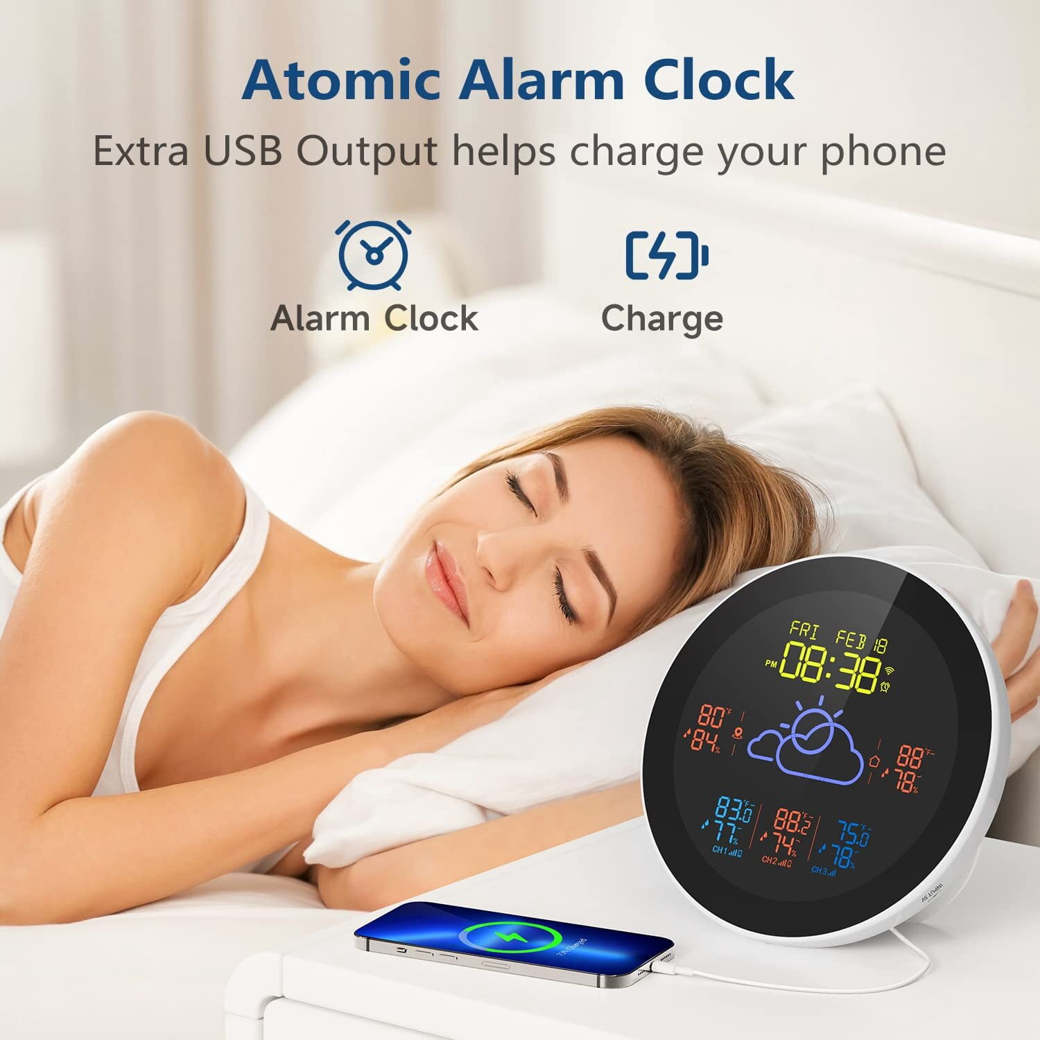 WiFi Weather Stations Wireless Indoor Outdoor Hygrometer Thermometer with Alert, 3 Remote Rechargeable Sensor