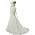 thumbnail image 3 of SOLOVEDRESS Women's Beaded Pleat Lace Wedding Dress Mermaid Bridal Gown with Sash（Ivory,4), 3 of 5