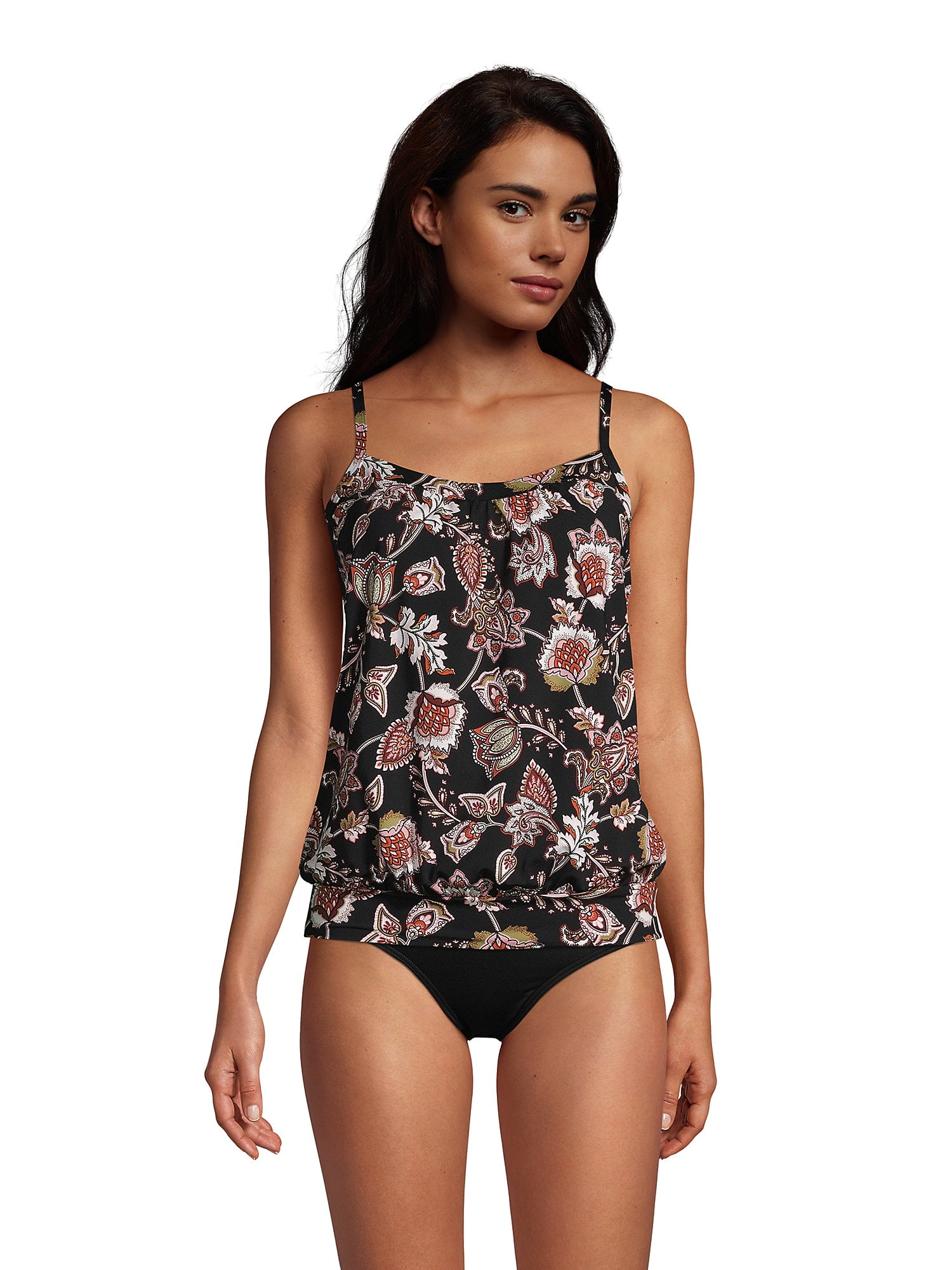 Lands' End Women's Chlorine Resistant Blouson Tummy Hiding Tankini