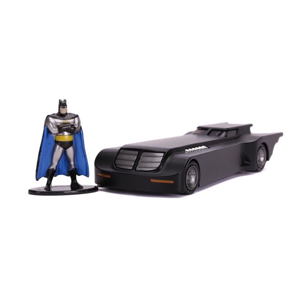 Jada Toys Animated Series Batmobile with Batman Figure 31705 1/32 Scale Diecast Model, Black