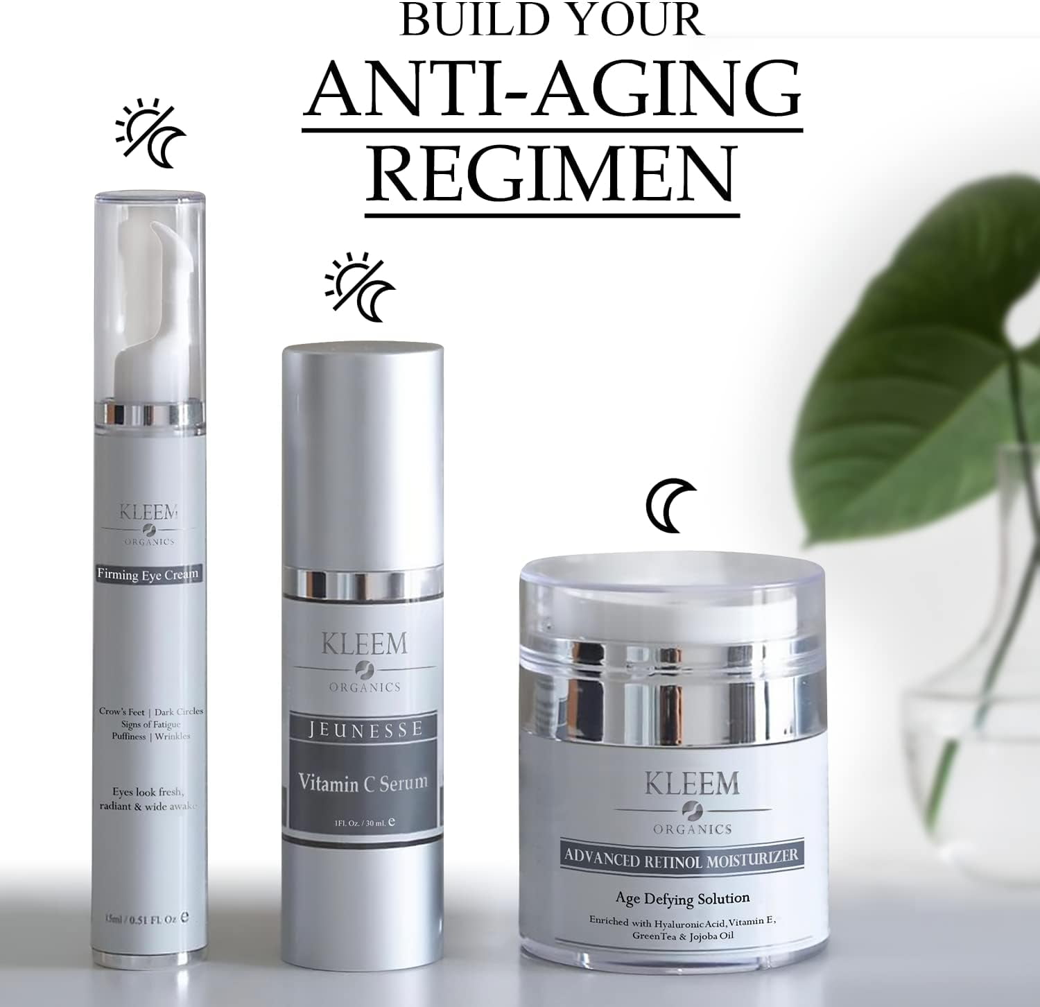 Kleem Organics Retinol Night Cream with Hyaluronic Acid & Collagen- Anti Aging Face Moisturizer to Reduce Wrinkles, Fine Lines, Age Spots -1.7 fl. oz