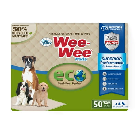 UPC: 0045663972691 | Four Paws Four Paws Wee-Wee Superior Performance Eco Dog Pee Pads 50 Count 22 x 23