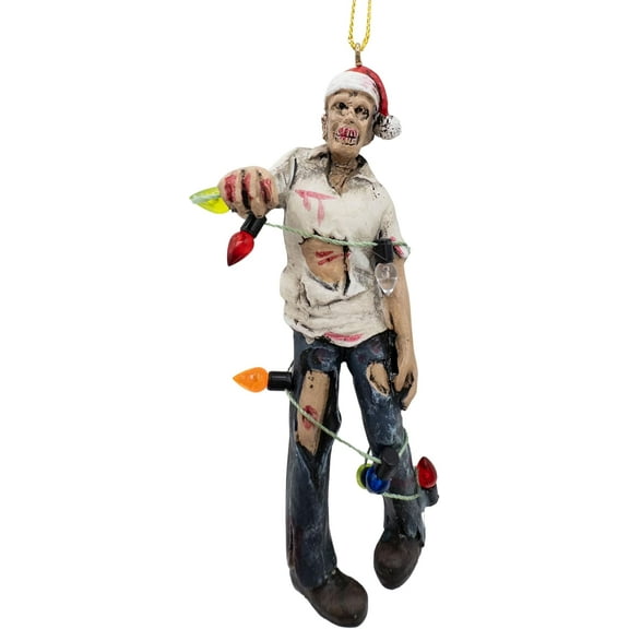 Scary Walking Zombie Wrapped in Lights Halloween Christmas Tree Ornament