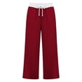 thumbnail image 7 of Dagugfen Sweatpants for Women Drawstring Straight Leg Elastic Waist Loose Fitted Breathable Casual Pants with Pockets(XL,Wine), 7 of 7