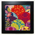 thumbnail image 1 of Fleurs Motif de Noeud Chinois style Japonais Noir Cadre Carré Photo Mur Table, 1 of 3