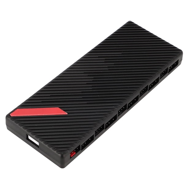 Hub De Ventilador ARGB De 10 Puertos, ABS De Metal Magnético Compacto De 5V 3 Pines ARGB Para Caja De PC