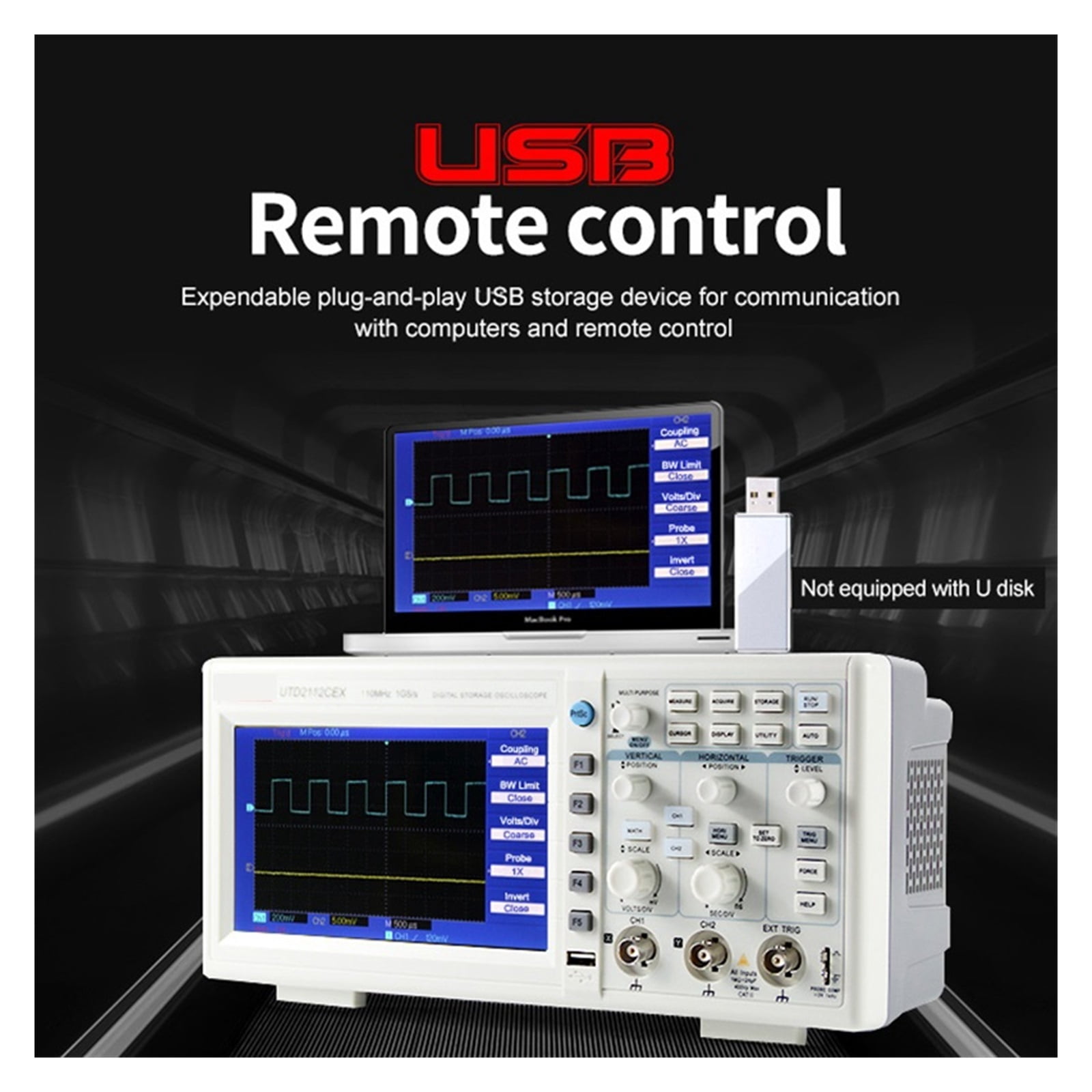 Digital Storage Oscilloscope UTD2102CEX UTD2102CEX+ 2 Channels 100mHz Portable USB Oscilloscope 1GSa/S Sampling Rate ,Professional Designed