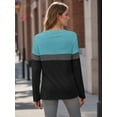 thumbnail image 4 of Weardear Women's Color Block Long Sleeve Tunics Tops Casual Crew Neck Shirts Loose Fit Blouses, 4 of 7