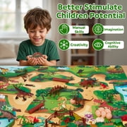 Lictin Dinosaur Toys for Kids 3-6, 58PCS Realistic Dinosaur Figures Set with Play Map & Rolling Storage Case, Dinosaur Playset Gift for Boys & Girls