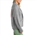 thumbnail image 3 of Cárdigan de Punto Vintage con Estampado de Rayas y Estrellas de la Bandera de US para Mujer, con Frente Abierto Gris L, 3 of 7