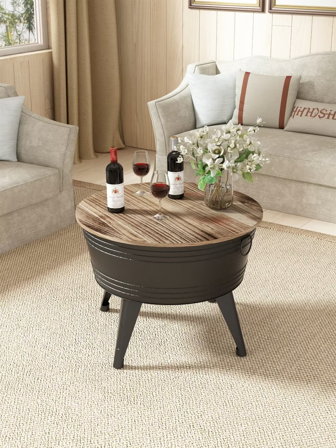 Farmhouse Accent Side Table, Rustic Coffee Table Nesting Table with
